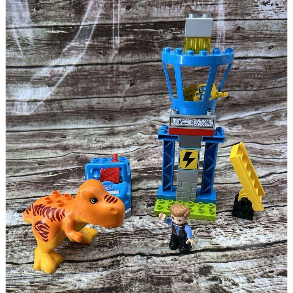 LEGO Duplo T Rex Tower 10880 Jurassic World Dinosaur Car Minifigure - Missing 1